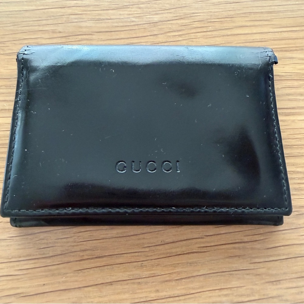Vintage Gucci Elegant Black Leather Card Holder